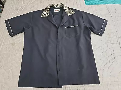 Daddy-O's Men's Black And Leopard Button Up Bowling Shirt Size Medium • $50