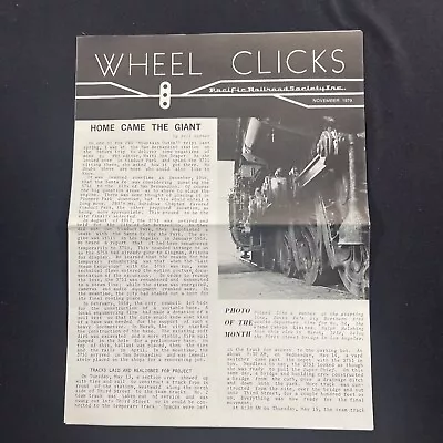 Wheel Clicks Pacific Railroad Society Monthly Newsletter Journal 1979 November • $12.99