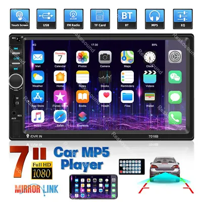 Double 2 DIN Car MP5 Player 7  Car Stereo Radio HD Touch Screen FM USB Bluetooth • $45.99