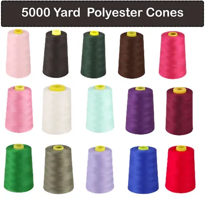 £8.49 • Buy Overlocking Stitching Thread Polyester Industrial Sewing SPOOL Machine 5000 Yard