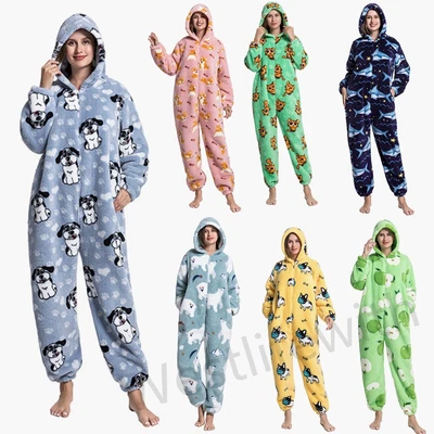 £23.99 • Buy Women 1Onesie Winter Soft Sherpa Fleece Hooded Romper All In One Zip Jumpsuit
