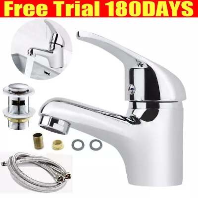 £13.59 • Buy New Cloakroom Basin Mixer Tap Chrome Basin Sink Mono Bathroom + Fixings + Waste