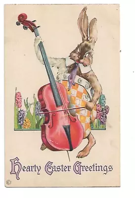 Fantasy Easter; Musical Rabbit Plays Viola.  Stecher 787e.  Vintage Pc 1921 • $8.95