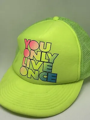 $19.97 • Buy YOLO You Only Live Once Mesh Trucker Snapback Hat Cap Hot Yellow Vintage