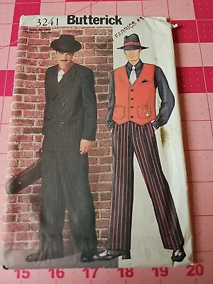 Butterick Pattern 3241 Men's Gangster Mobster Zoot Suit Costume Size XS-XL UNCUT • $14.95