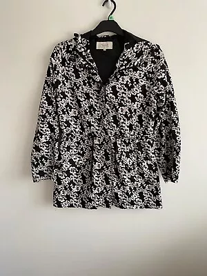 Womens  Peacocks Black/ White  Lightweight  Rain Mac With Hood  Size 14  Length • £7