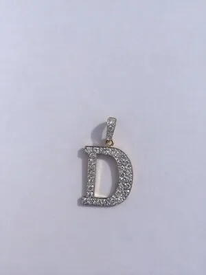 Brand New 9ct Gold 3.5cm C.Z Cubic Zirconia Letter D Initial Name Pendant 4g • £149