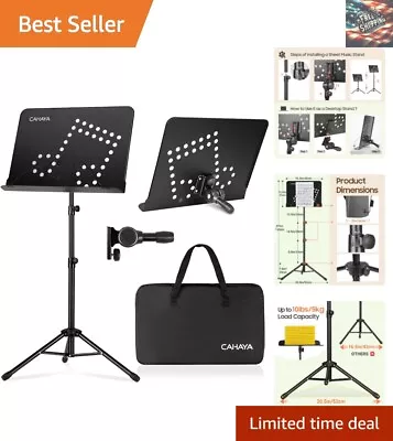 Portable Music Stand With Note Design - Adjustable Height & Foldable Tripod Base • $44.79