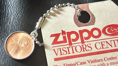 Vtg Zippo/case Visitor's Center Pennsylvania Souvenir 1990 Penny Key Chain • £15.57