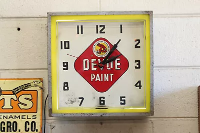 15  Vintage Devoe Paint Neon Trade Clock Advertising Sign Hardware Store 1940s • $1199