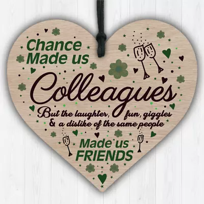 017 Chance Made Us Colleagues Handmade Heart Plaque Work Friendship Leaving Gift • £3.50