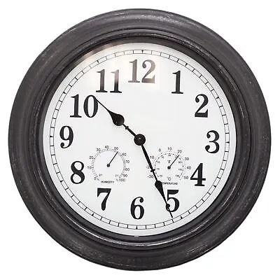 £18.99 • Buy 40cm Garden Wall Clock Temperature Humidity Weather Station | Clock For Garden