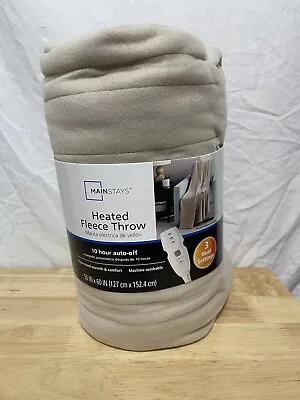 Mainstays Fleece Electric Heated Throw Blanket Linen 50  X 60  Beige • $19.99