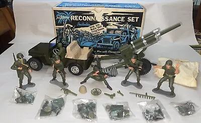 RARE Marx Artillery Recon Jeep #877 Playset Goldmarx Figures 1963 Complete + Box • $500