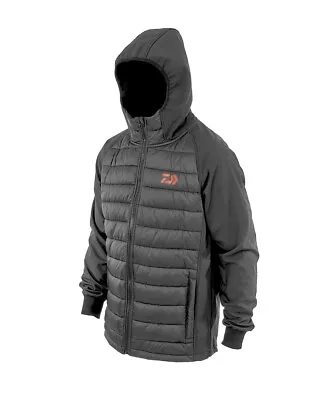 Daiwa DVEC Jacket Ribbed Soft Shell Hooded With Puffer Quilt - Fishing Clothing • £70.21