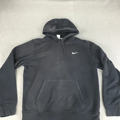 Nike Mens Hoodie Sweater Size L Black Embroidered Swoosh Logo Jumper • $29.97