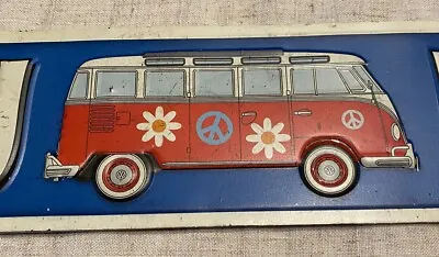 Retro Volkswagen Bus “Happy Hippy Lane” Metal Sign • $30