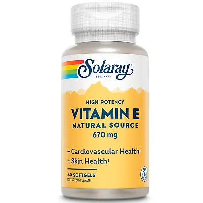 Solaray Vitamin E D-Alpha Tocopherol 1000IU | Lab Verified | 60 Softgels • $29.99
