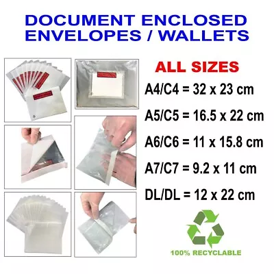 A7 A6 A5 A4 DL Documents Enclosed Envelopes Wallets Plain Printed High Quality • £0.99