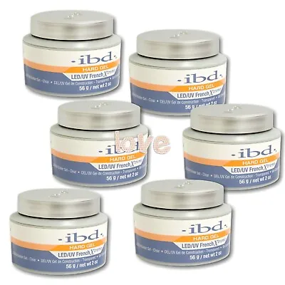 IBD French Xtreme CLEAR LED/UV 56g/2oz Hard Builder GEL Set Of 6 Jars • $112.98