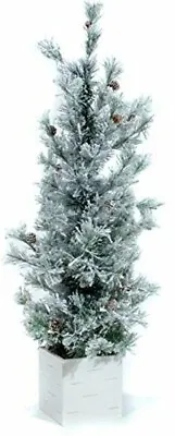 Good Tidings Flocked Tabletop Christmas Tree In A Pot 3 Ft • $59.07