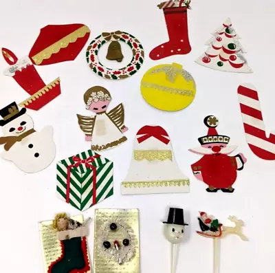 Christmas / Santa Gift Tags Set Of 14 Unused Vintage Circa 1950s 2 Toothpicks • $15.97