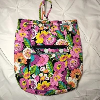 Vera Bradley Vibrant Backsack Drawstring Cinch Bag Backpack Quilted Purse • $24