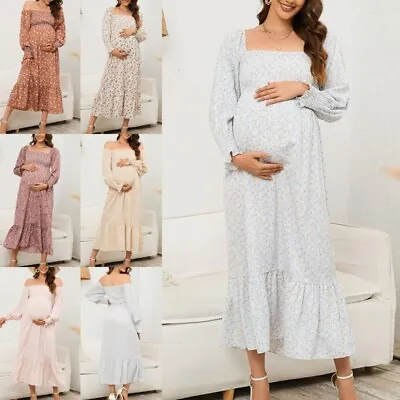 Ladies Baggy Off The Shoulder Maternity Dress Women Photoshoot Casual • £24.69