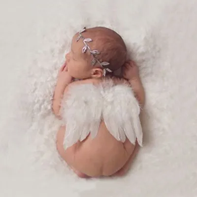 £3.79 • Buy Newborn Baby White Angel Wings Headband Costume Photo Photography Props  H#~;