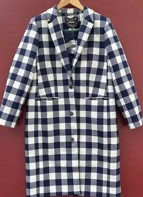 J Crew Alfie Topcoat Buffalo Check 10 NWT Nello Gori Coat NEW Blue White Plaid • $275.99