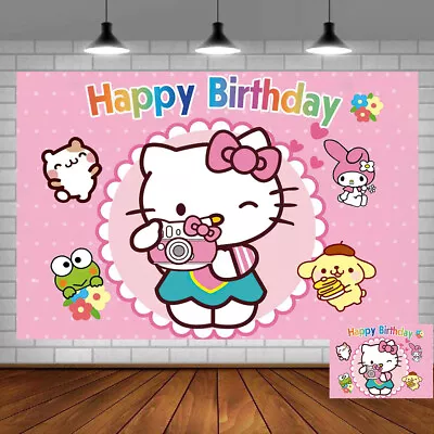 Hello Kitty Party Supplies Birthday Decorations Backdrop Banner Vinyl  5x3ft • $28.23