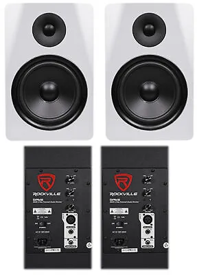 (2) Rockville DPM8W Dual Powered 8  600 Watt Active Studio Monitor Speakers • $244.90