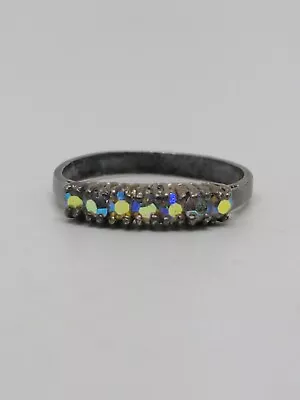 Vintage Sterling Silver 925 Rainbow Rhinestone Ring Size 4.5 • $7.99