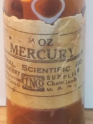 Vintage Mercury  Bottle  Jar Scientific  EMPTY • $18