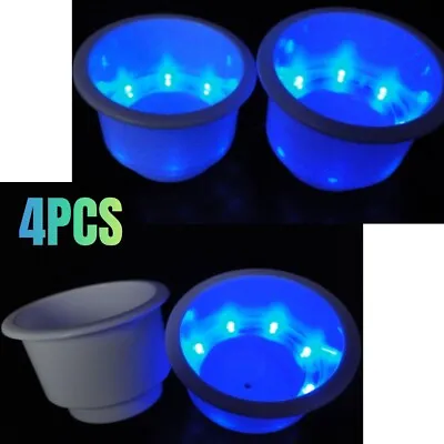 4PCS 8LED Plastic Cup Drink Holder Blue Light Marine Boat Car Truck SUV Camper • $24.79