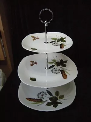 Vintage 1960's Midwinter  Riverside   3-tier Cake Stand.(crazing In The Glazing) • £15.99