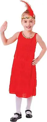 Flapper Red Dress Kids 20S Charleston Dance Girls Fancy Costume • £11.44