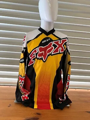 Vintage Fox Yellow Red L/Sleeve Jersey Supercross Moto-X MX Racing Motocross  • $145
