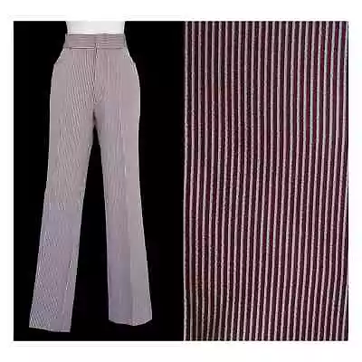 Vintage 70s Red & White Striped High Waist Polyester Double Knit Pants 33 X 31 • $67.49