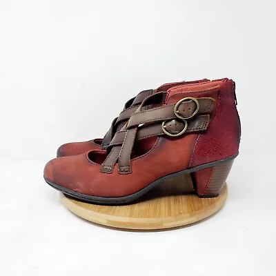 Earth Boots Women 10 Amber Brick Leather Victorian Steampunk Bootie Shoes • $38.95