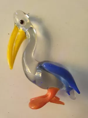 VINTAGE Hand Blown PELICAN ART GLASS Figurine Made In Germany 3.5   • $16