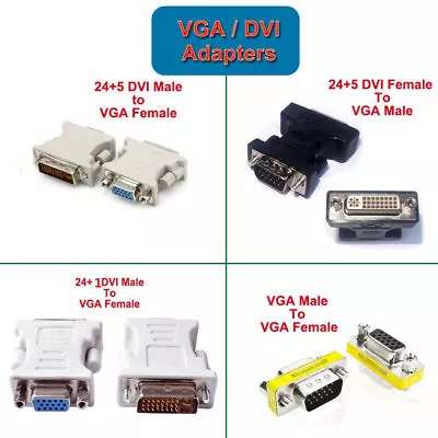 $4.95 • Buy VGA Female To DVI-D 24+1 Male / VGA Female To DVI-I 24+5 Male Converter Adapter