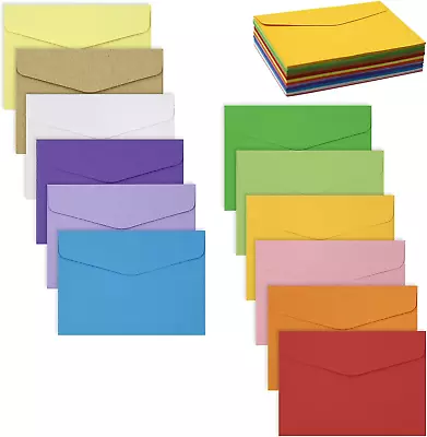 Mini Coloured Envelopes 60 Pcs Small Envelopes 12 Assorted Colours For Greeting • £8.81