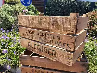 £16.95 • Buy Vintage 3 Slatted Wooden Apple Crate Rustic Old Bushel Box - Shabby Chic Storage