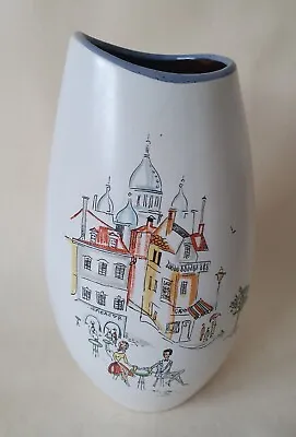 Vintage Jasba Vase West German Pottery Vase Marzi & Remy Vase Cafe Scene Vase • £24.99