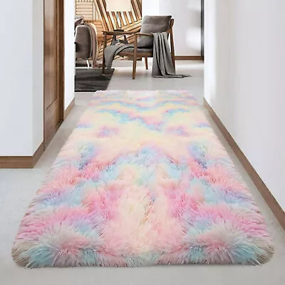 Anti Slip Large Shaggy Rugs Long Hallway Runner Living Room Area Rug Carpet Mats • £16.99