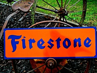 Vintage Hand Painted FIRESTONE FARM TIRES Tractor Truck Gas Station Oil Sign Or • $125