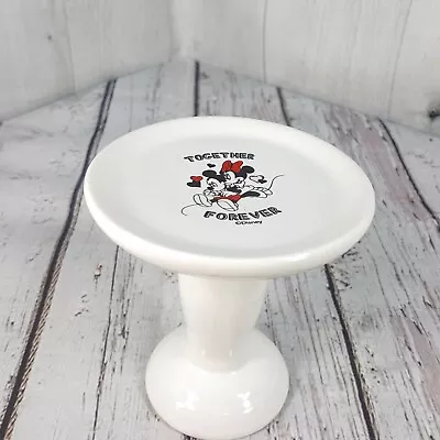 Disney Minnie Mickey Mouse Together Forever White Cupcake 4  Pedestal Stand NEW • $19.99