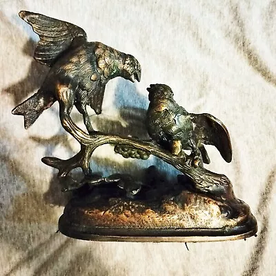 Vintage Nouveau Petina Bronze Bird & Baby Bird 1940s • $45