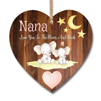 Nana Love You To The Moon Wooden Heart Plaque Sign Birthday Gift Keepsake H0829R • £3.99